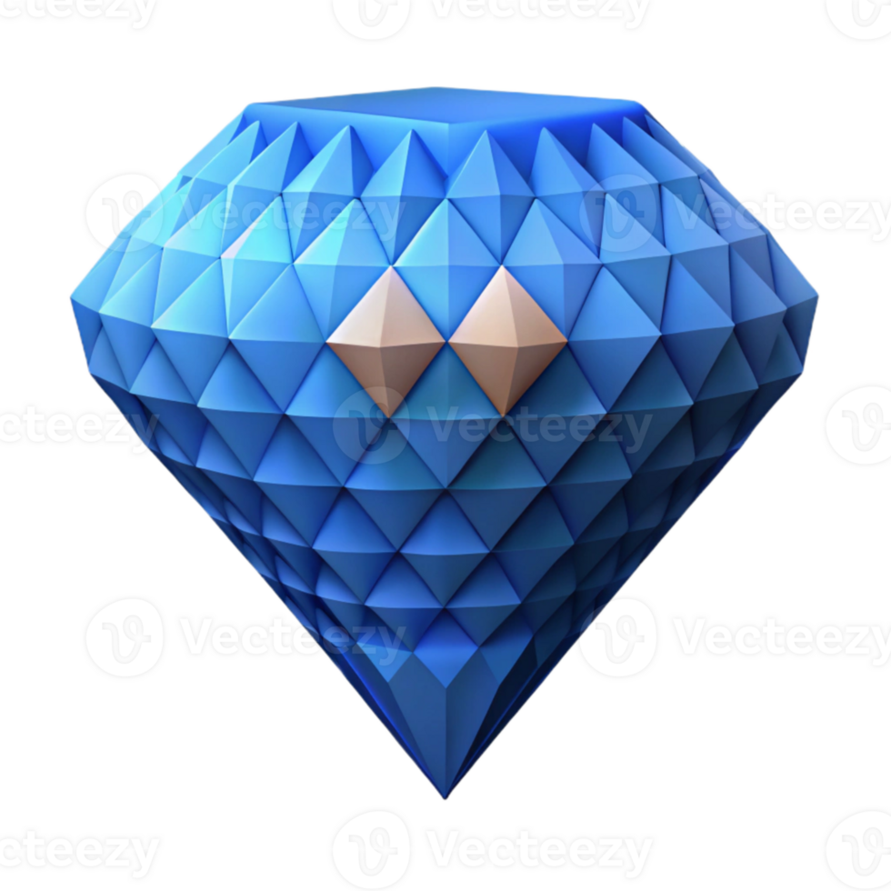 impressive abstract Pixel Art Diamond Isolated Element with Blue Hue detailed png