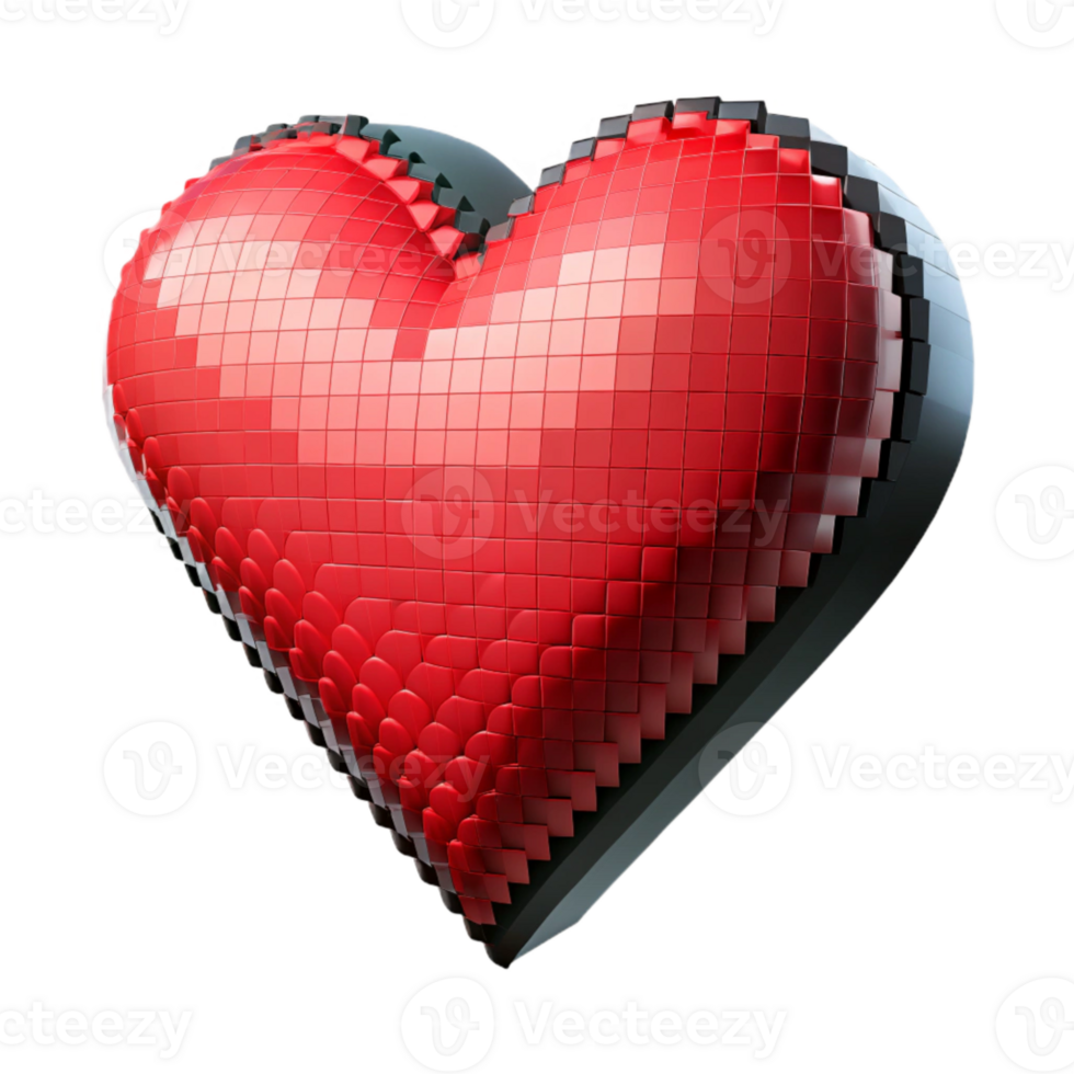 impressive minimalist Pixel Art Heart Red and Pink Isolated Element genuine png