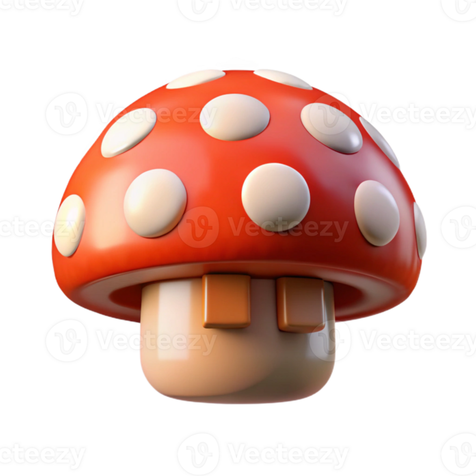 beautiful rustic Pixel Art Mushroom Isolated Element with Red Cap genuine png