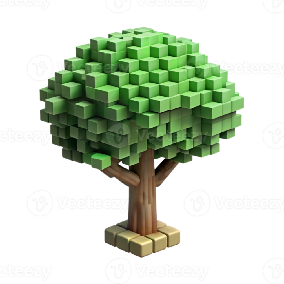 dramatic modern Pixel Art Tree Isolated Element high quality png