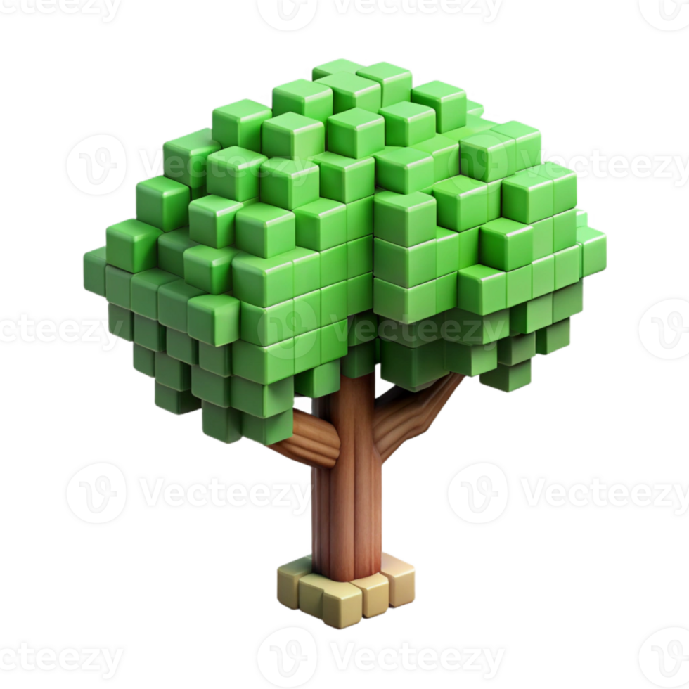elegant abstract Pixel Art Tree Isolated Element high quality png