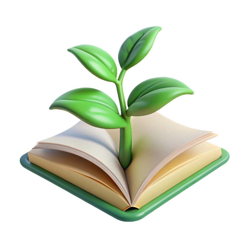 extraordinary abstract Plant Growing From Open Book Knowledge Growth Green Leaves Cutout png