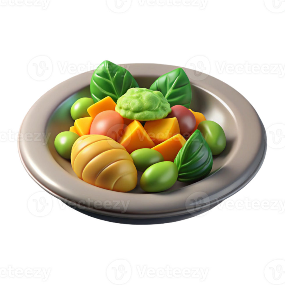 beautiful abstract Plate of Steamed Vegetables Isolated exclusive png