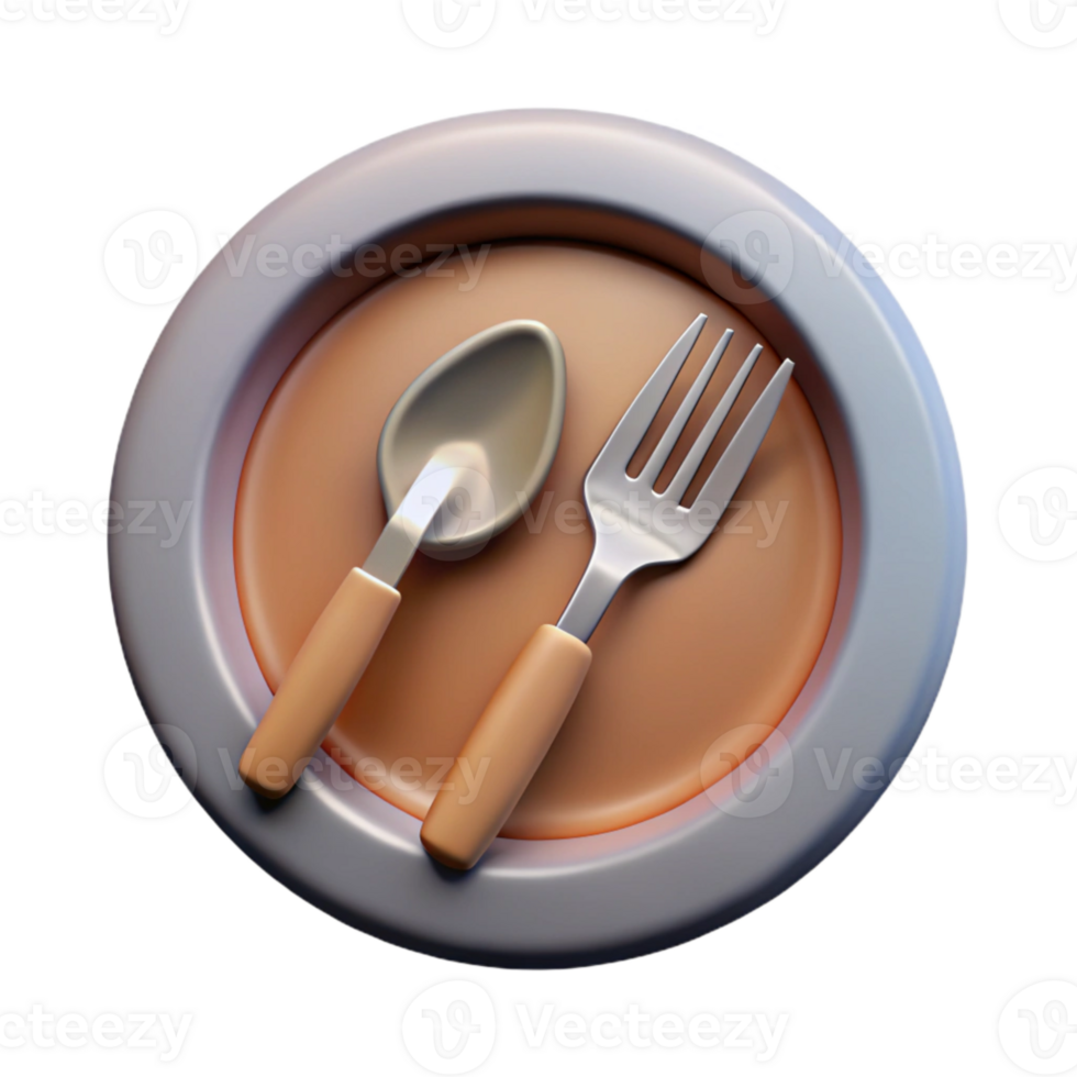 beautiful contemporary Plate with Fork and Knife Isolated Element detailed png