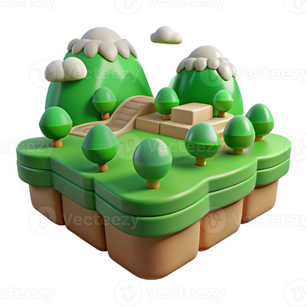 magnificent artistic Platformer Background Green Hills Isolated png
