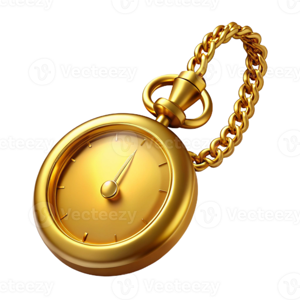elegant rustic Pocket Watch Gold with Chain Isolated Element high quality png