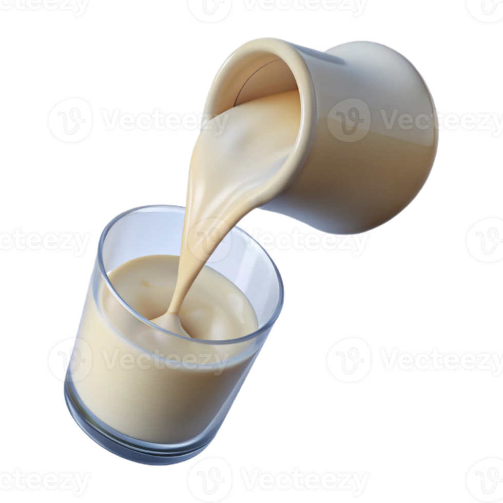 vibrant abstract Pouring Milk Into Glass Transparent Background Side Angle detailed png