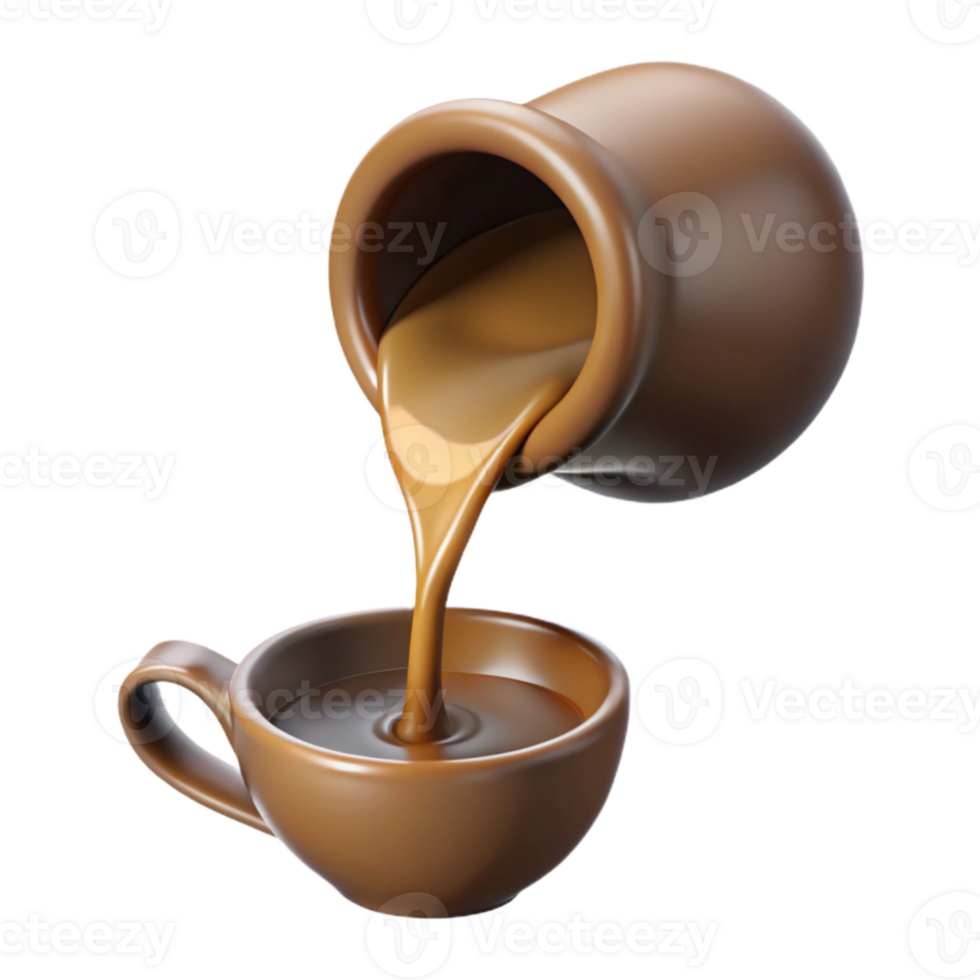 serene vintage Pouring Coffee Stream Cutout with Transparent Background png