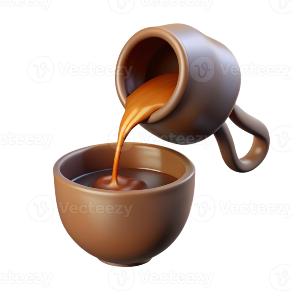 vibrant classic Pouring Coffee Stream Cutout with Transparent Background genuine png