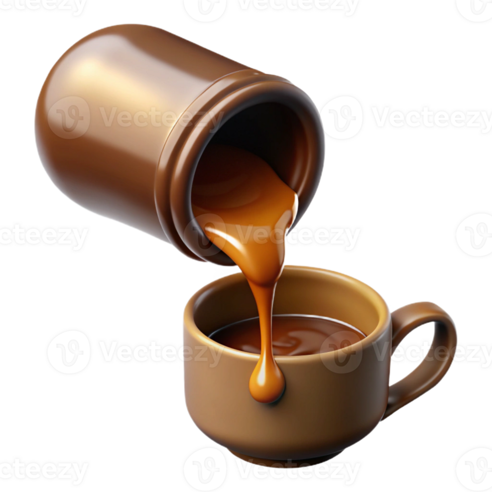 magnificent minimalist Pouring Coffee Stream Cutout with Transparent Background original png