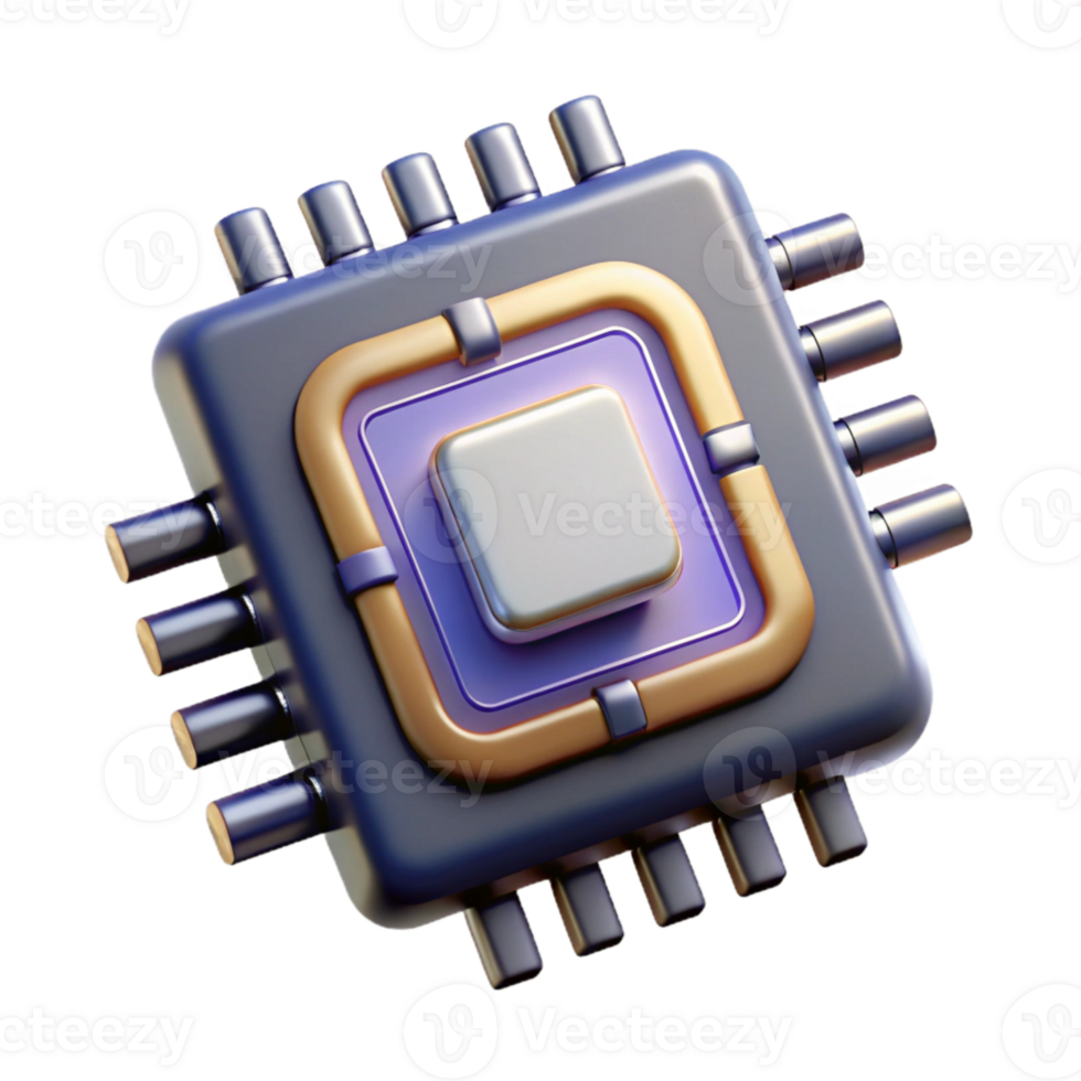 stunning artistic Powerful Ai Chip with High Processing Power Isolated Element high quality png