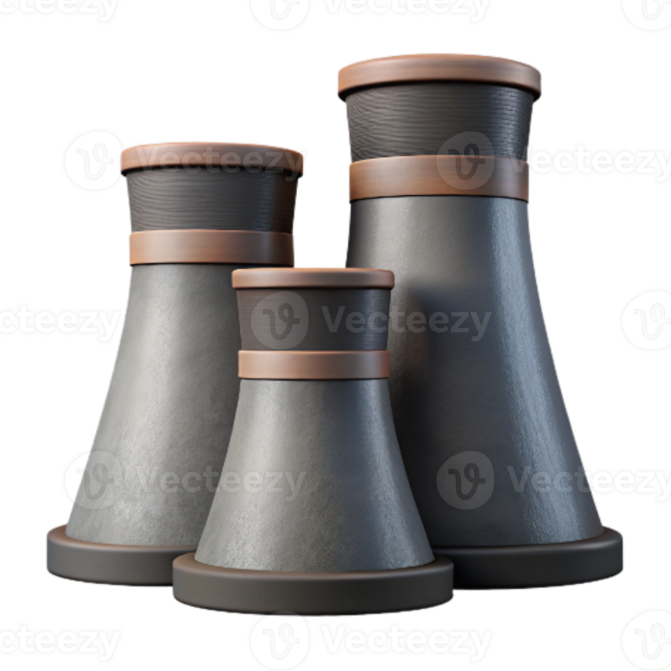 serene vintage Power Plant Cooling Towers Silhouette Cutout detailed png