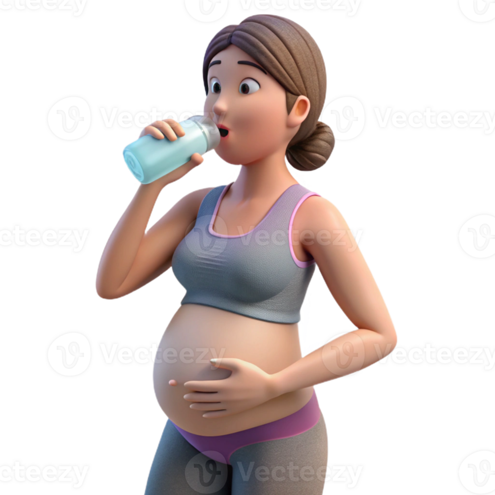 vibrant traditional Pregnant Woman Drinking Water Healthy Lifestyle Isolated premium png
