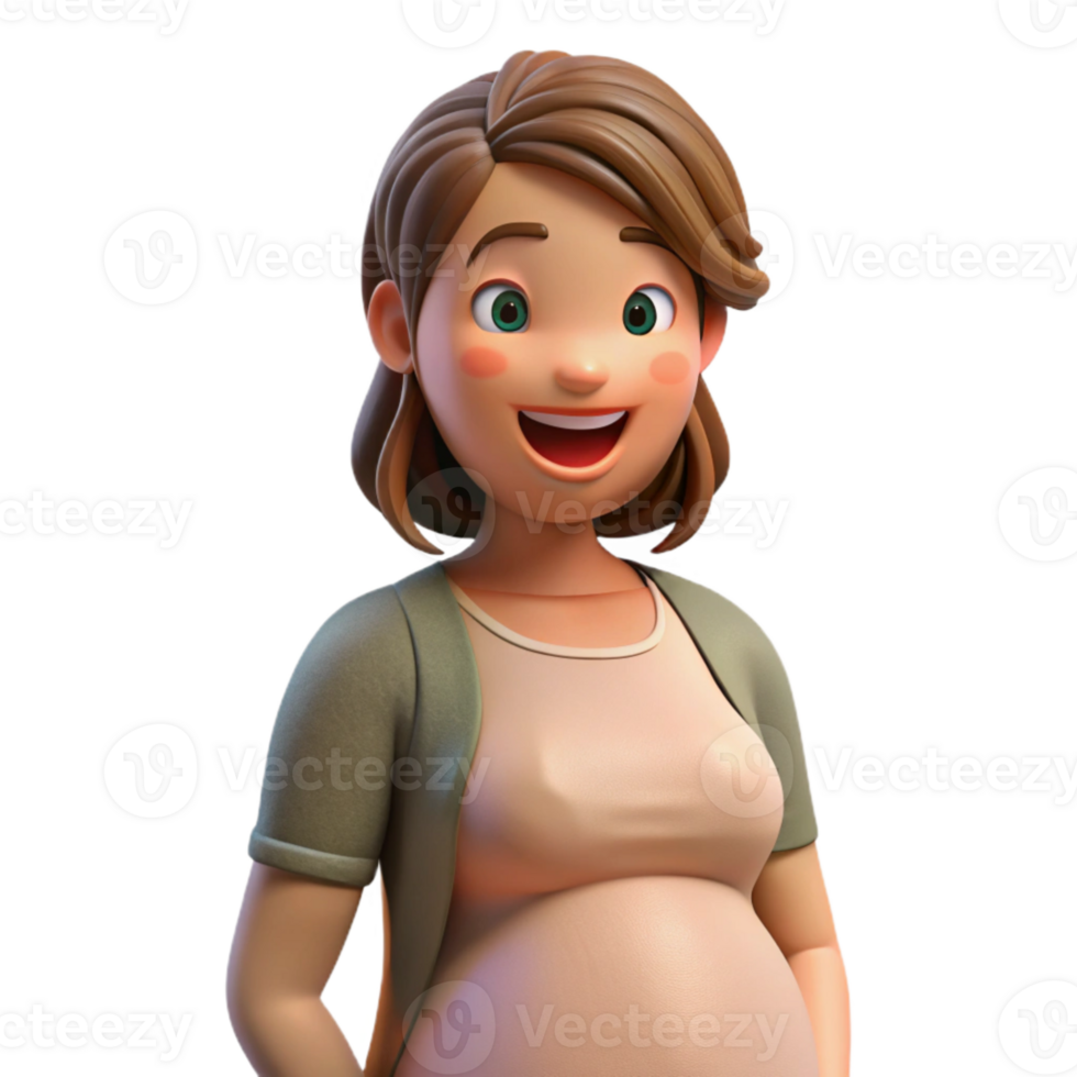dramatic modern Pregnant Woman Smiling Happy Expression Transparent Background genuine png