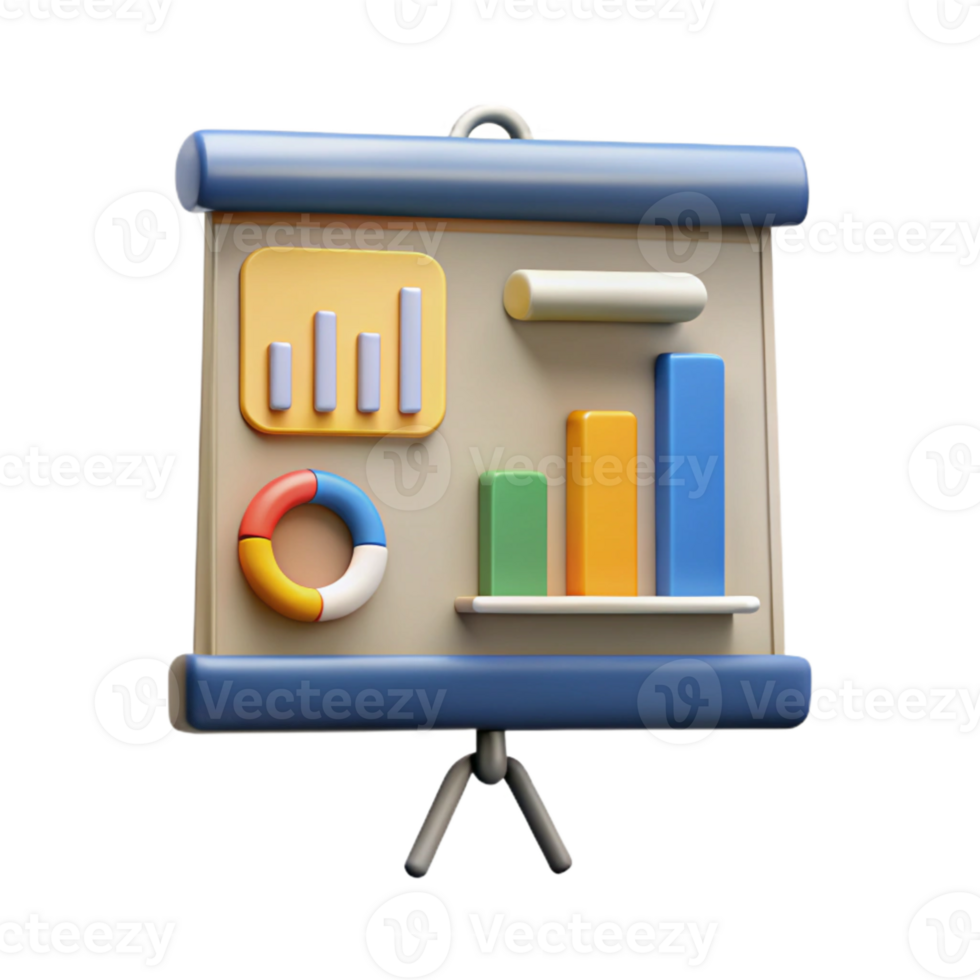 beautiful artistic Presentation Screen with Charts Isolated Element premium png