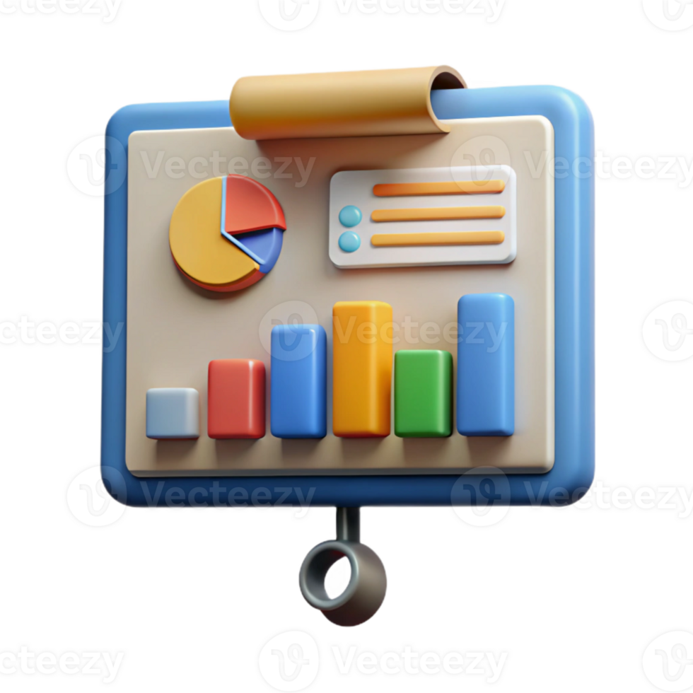 magnificent creative Presentation Screen with Charts Isolated Element detailed png
