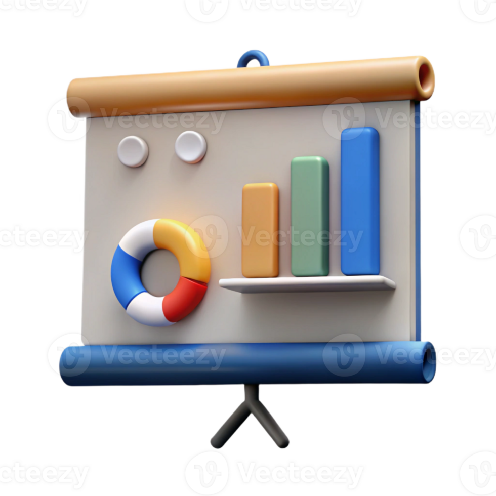 dramatic contemporary Presentation Screen with Charts Isolated Element detailed png