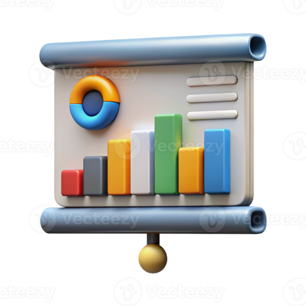 vibrant rustic Presentation Screen with Charts Isolated Element professional png