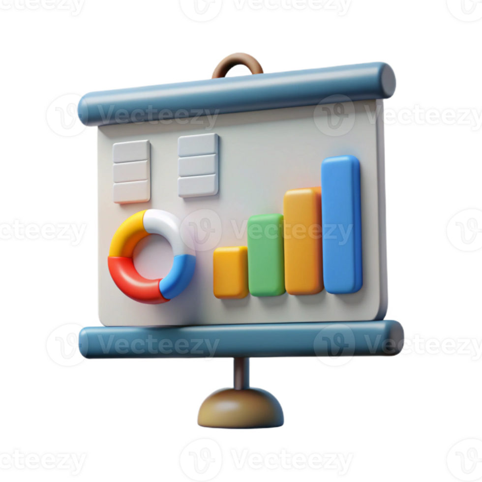 magnificent creative Presentation Screen with Charts Isolated Element premium png