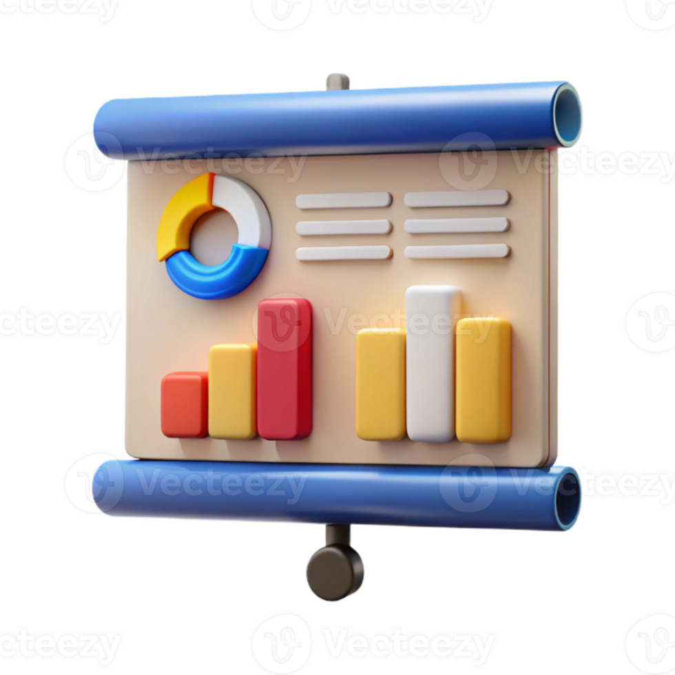 beautiful rustic Presentation Screen with Charts Isolated Element authentic png