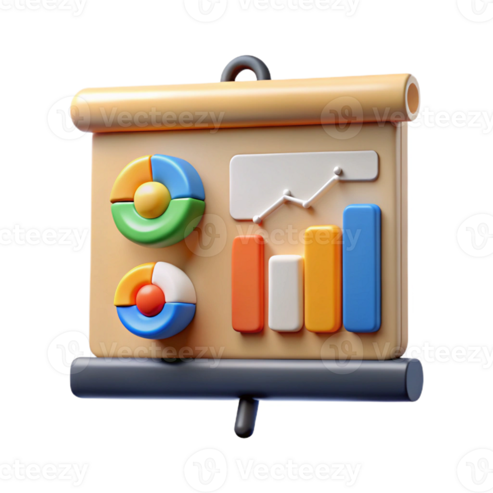 stunning contemporary Presentation Screen with Charts Isolated Element high quality png