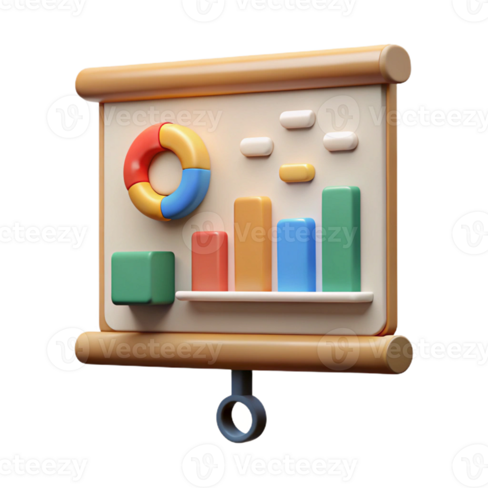 beautiful abstract Presentation Screen with Charts Isolated Element detailed png