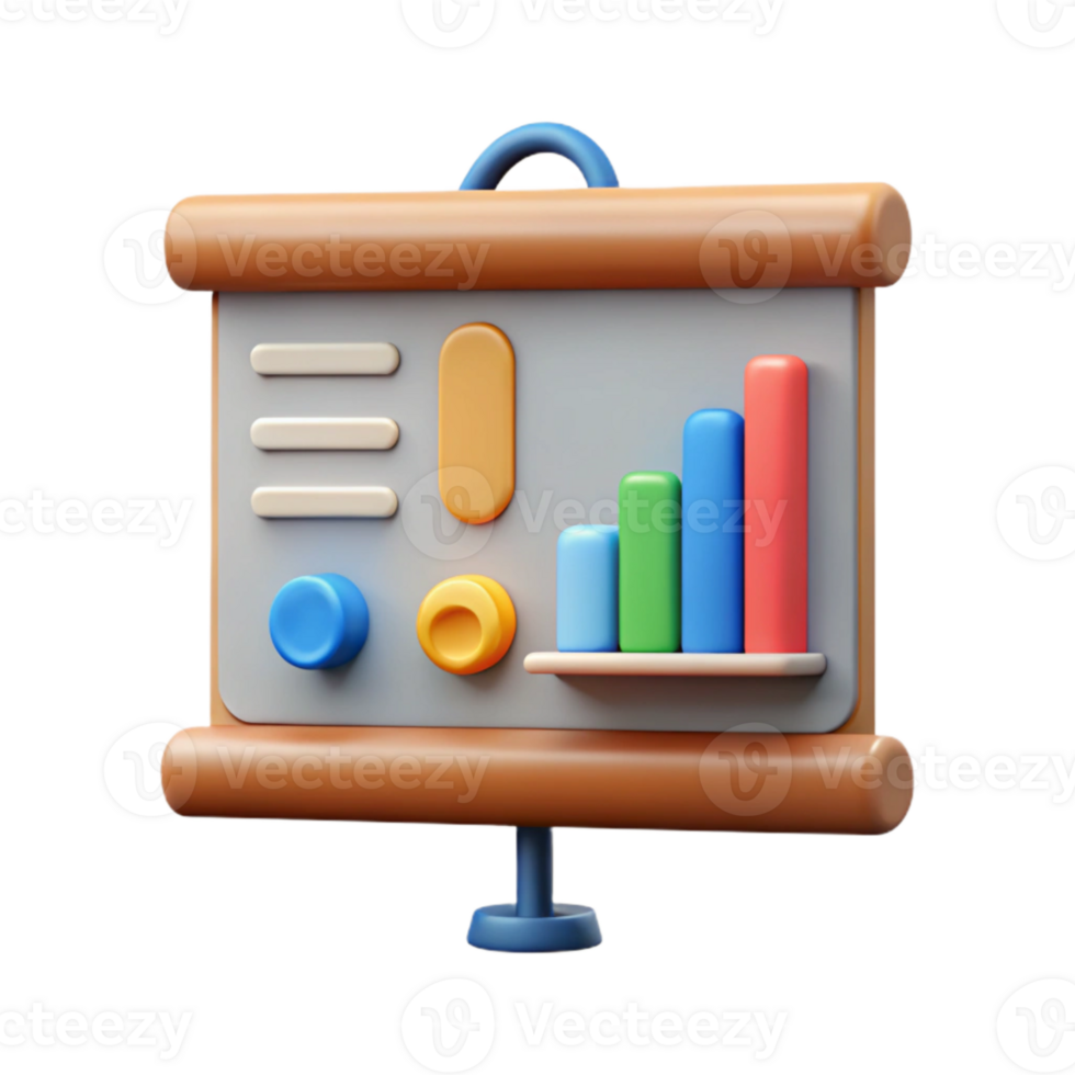 impressive traditional Presentation Screen with Charts Isolated Element original png
