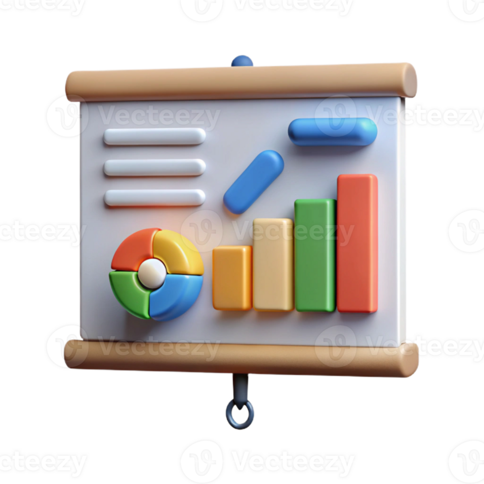 magnificent creative Presentation Screen with Charts Isolated Element png