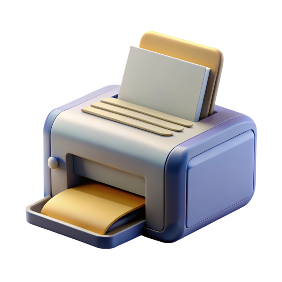 beautiful contemporary Printer with Paper Tray Open Transparent premium png