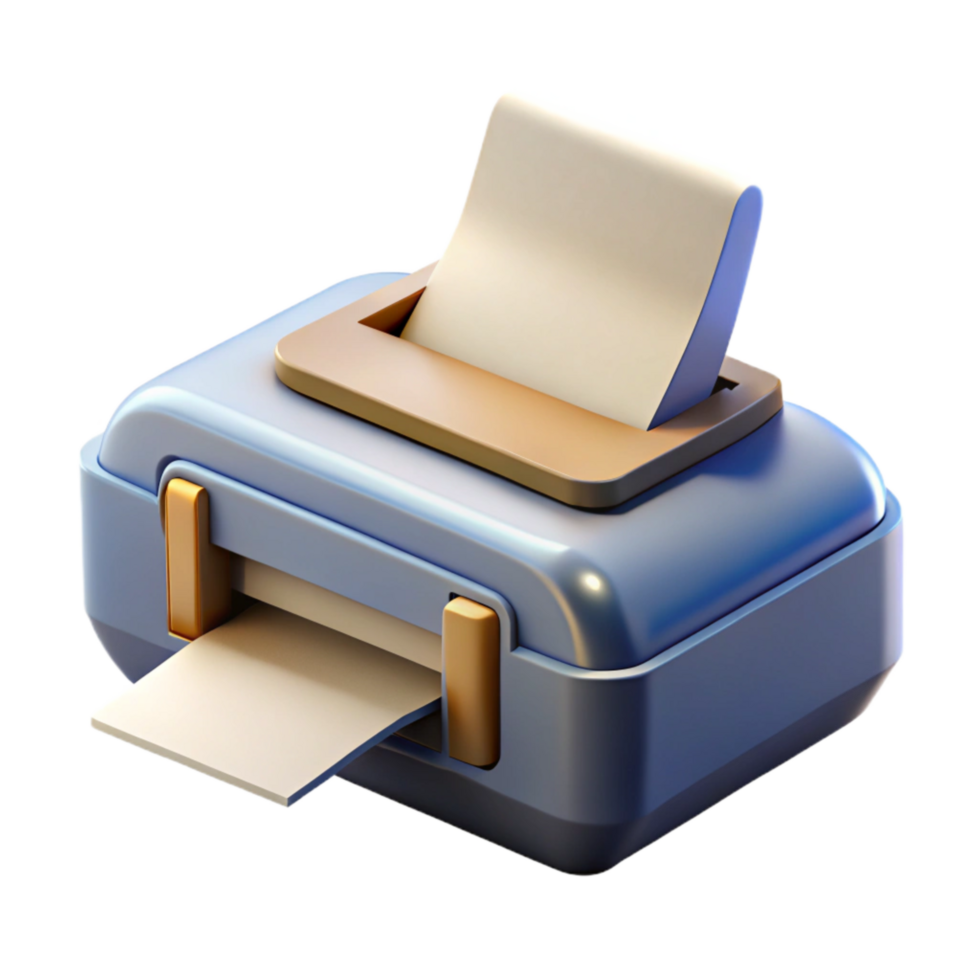 beautiful rustic Printer with Paper Tray Open Transparent professional png