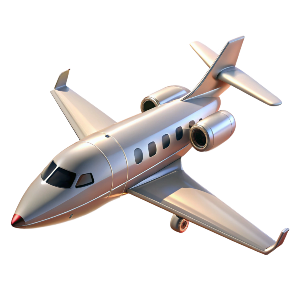 beautiful contemporary Private Jet in Flight Side View Transparent Background high resolution png