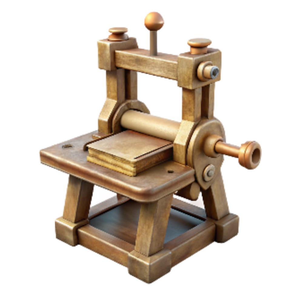 vibrant artistic Printing Press Antique Design Cutout premium png