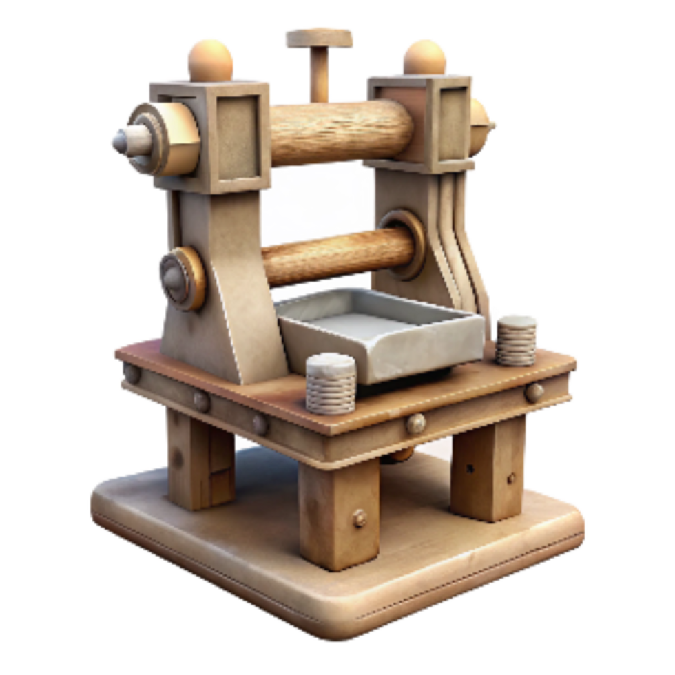 wonderful rustic Printing Press Antique Design Cutout premium png
