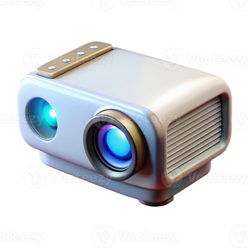 vibrant modern Projector with Remote Control Side View Transparent Background premium png