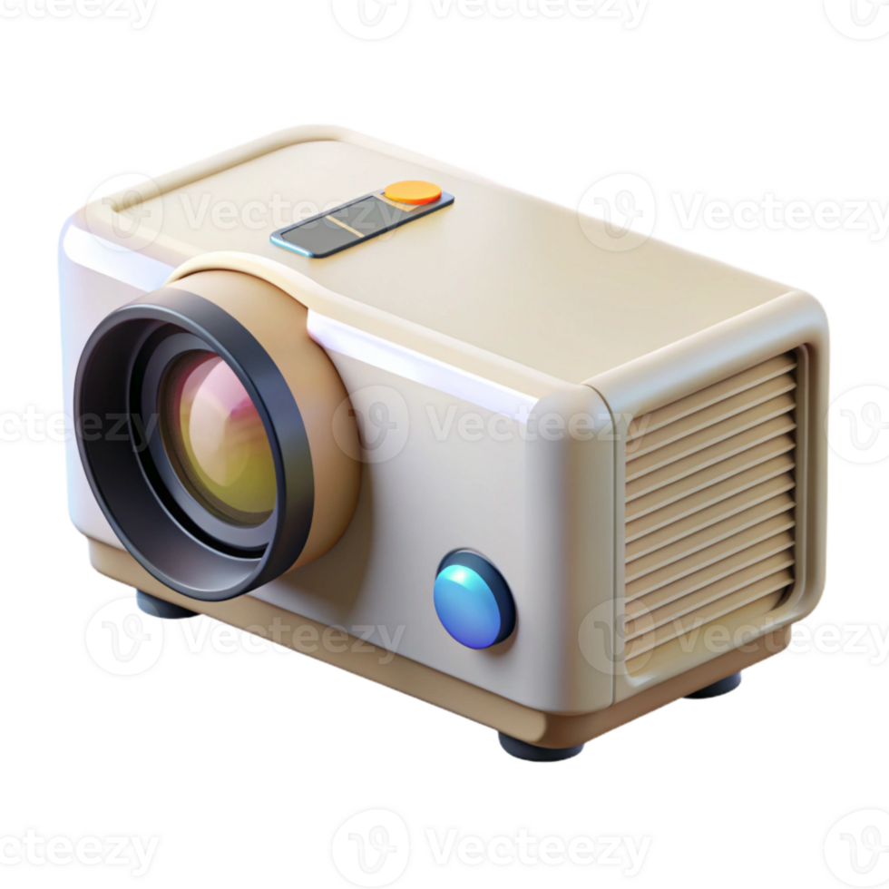 vibrant traditional Projector with Remote Control Side View Transparent Background png