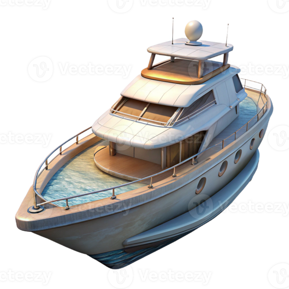 wonderful rustic Private Yacht at Anchor Isolated detailed png