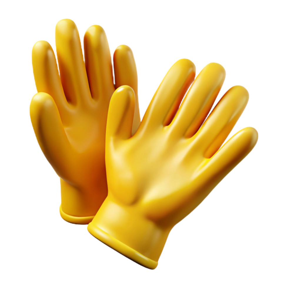 impressive classic Protective Gloves Yellow Rubber Isolated detailed png