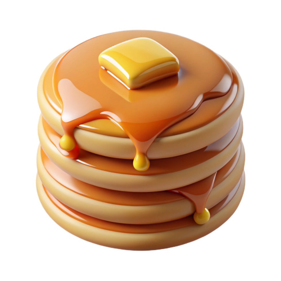 extraordinary rustic Protein Pancakes Stack Maple Syrup Isolated Element authentic png