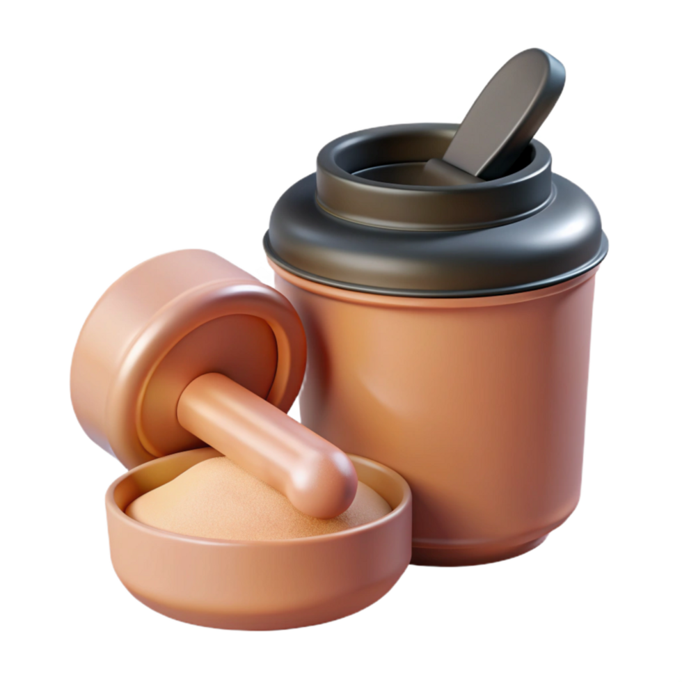 serene artistic Protein Powder Scoop and Container Isolated authentic png