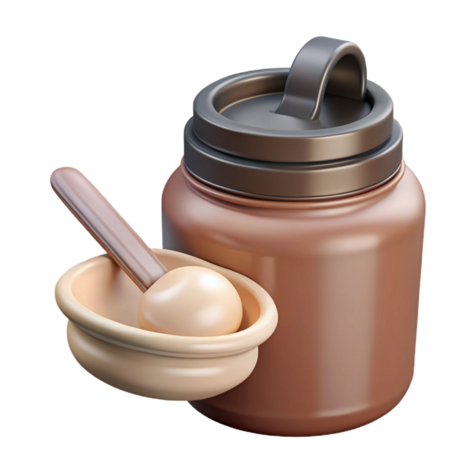 dramatic classic Protein Powder Scoop and Container Isolated genuine png