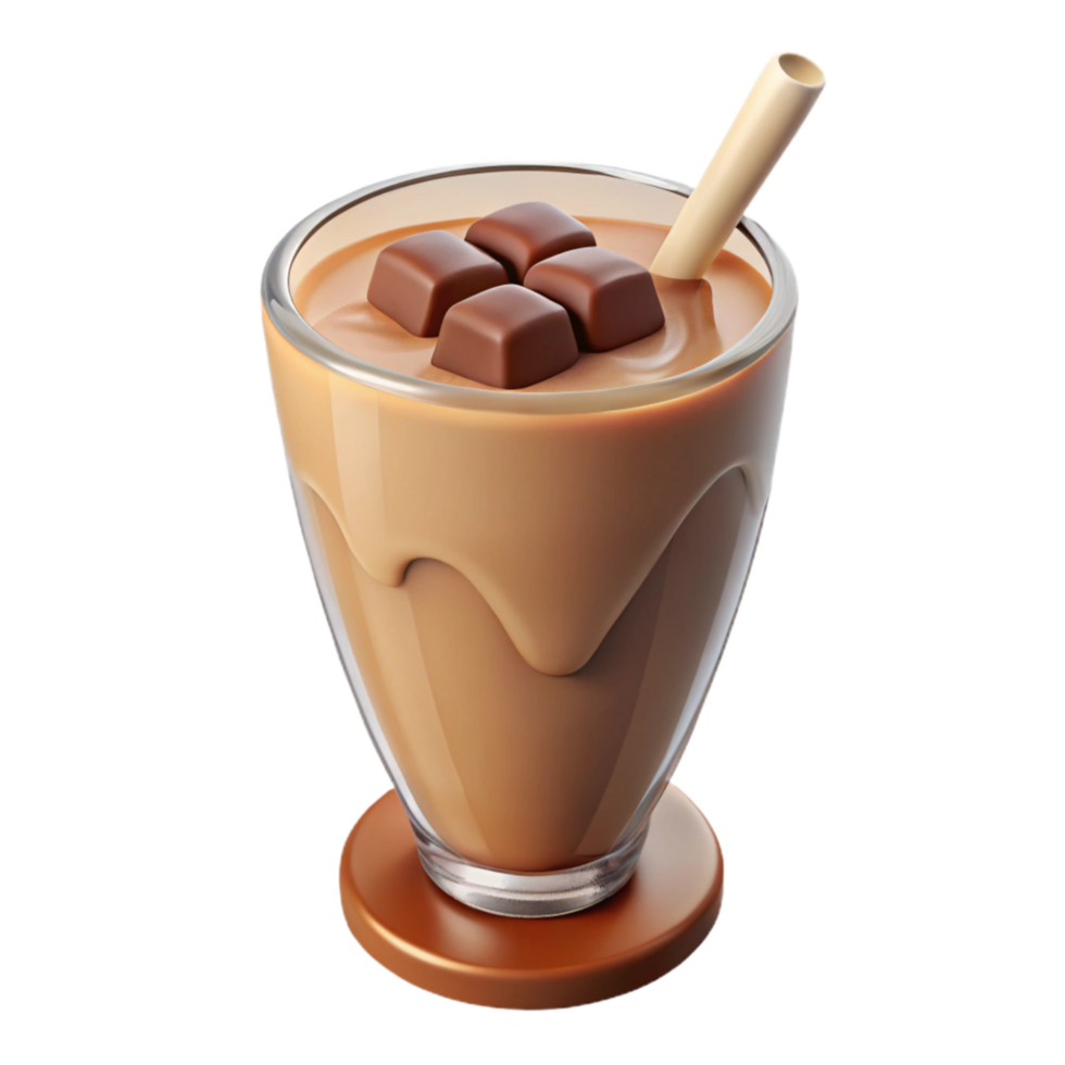 vibrant vintage Protein Shake Glass Chocolate Isolated Element premium png