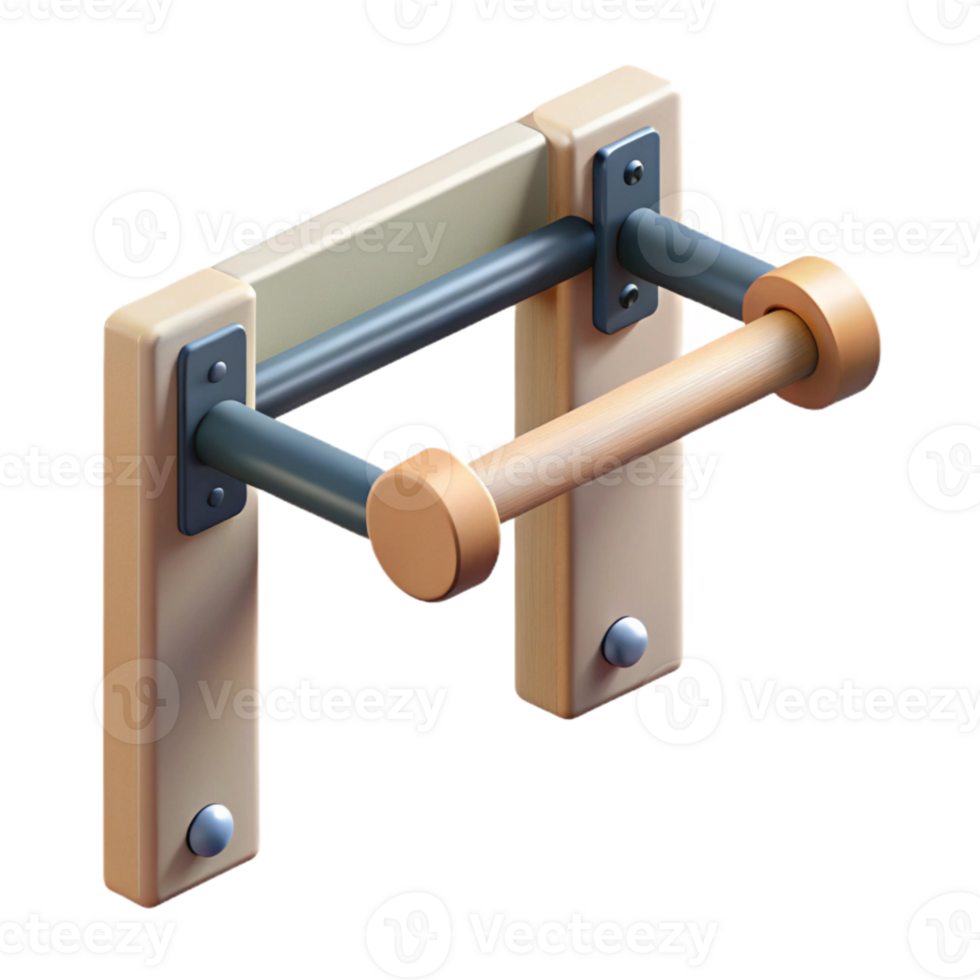 elegant rustic Pull Up Bar Mounted to Wall Isolated Transparent Background detailed png