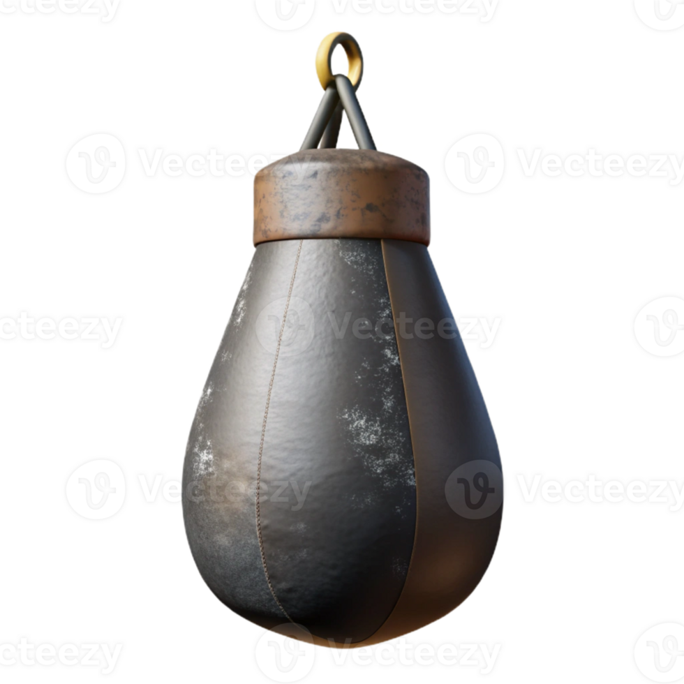 serene rustic Punching Bag Hanging Black Isolated Transparent Background professional png