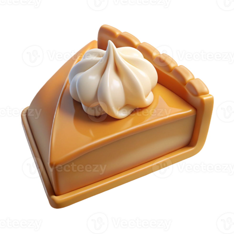 dramatic traditional Pumpkin Pie Slice with Whipped Cream Cutout genuine png
