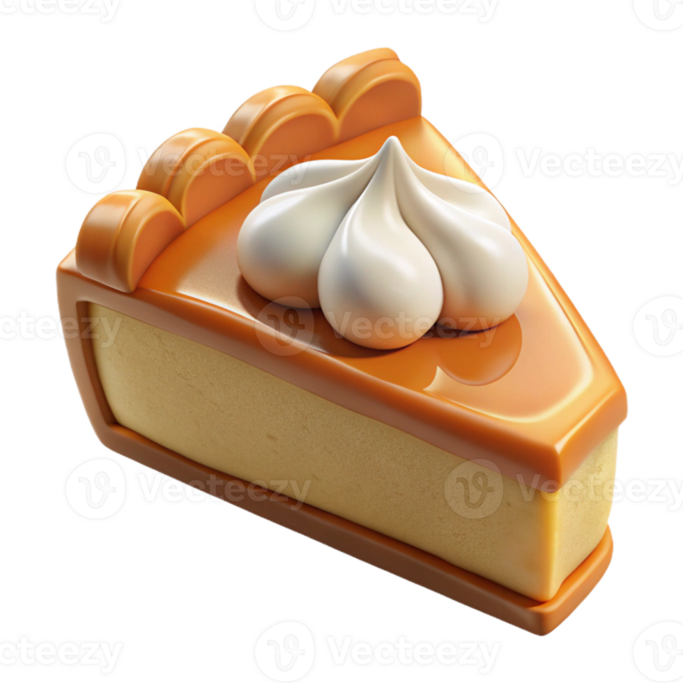 magnificent artistic Pumpkin Pie Slice with Whipped Cream Cutout authentic png