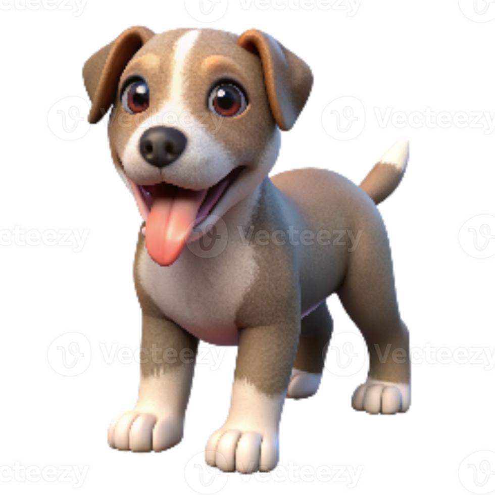 serene minimalist Puppy with Tongue Out Isolated Element Transparent Background detailed png