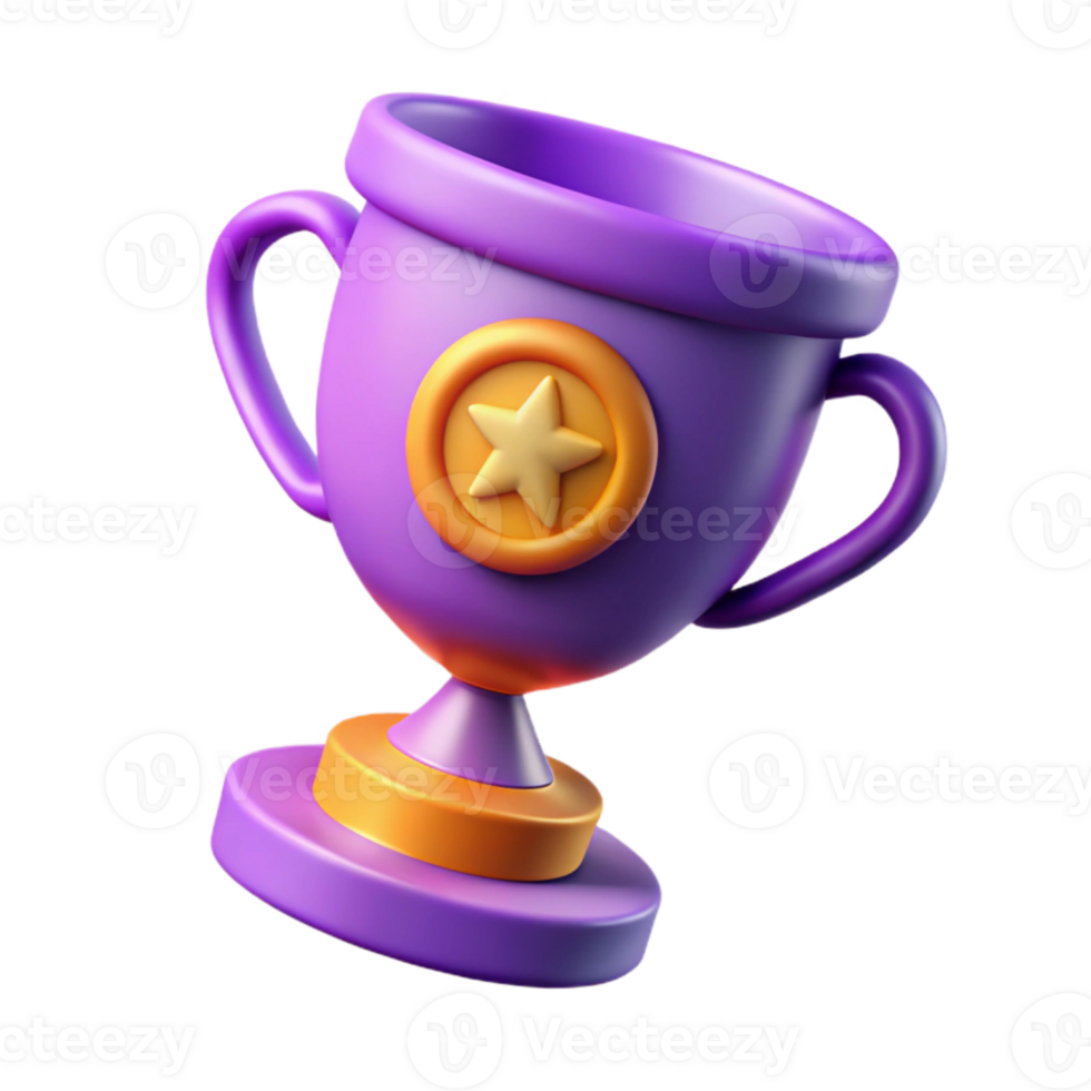 magnificent abstract Purple Trophy Icon with Marketing Award Achievement Transparent Background detailed png