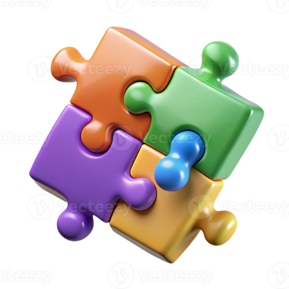 extraordinary modern Puzzle Pieces Connecting Solution Concept Multicolored Isolated authentic png