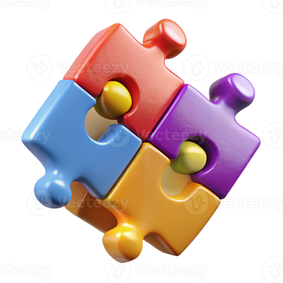 magnificent modern Puzzle Pieces Connecting Solution Concept Multicolored Isolated genuine png