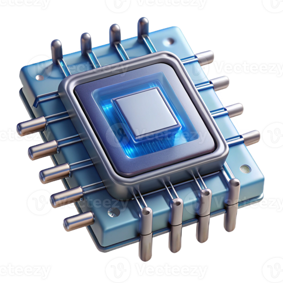 dramatic vintage Quantum Computer Processor with Complex Circuitry Transparent Cutout png